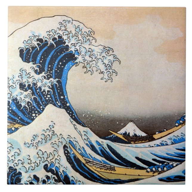 Great Wave, Hokusai, Ukiyo-e Ceramic Tile (Front)