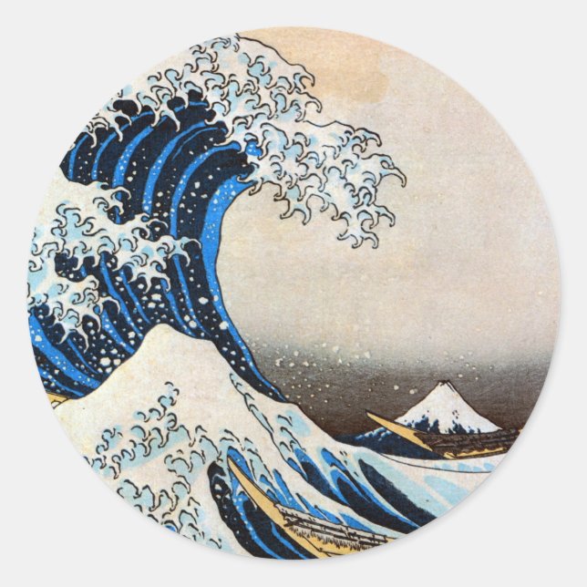 Great Wave, Hokusai, Ukiyo-e Classic Round Sticker (Front)
