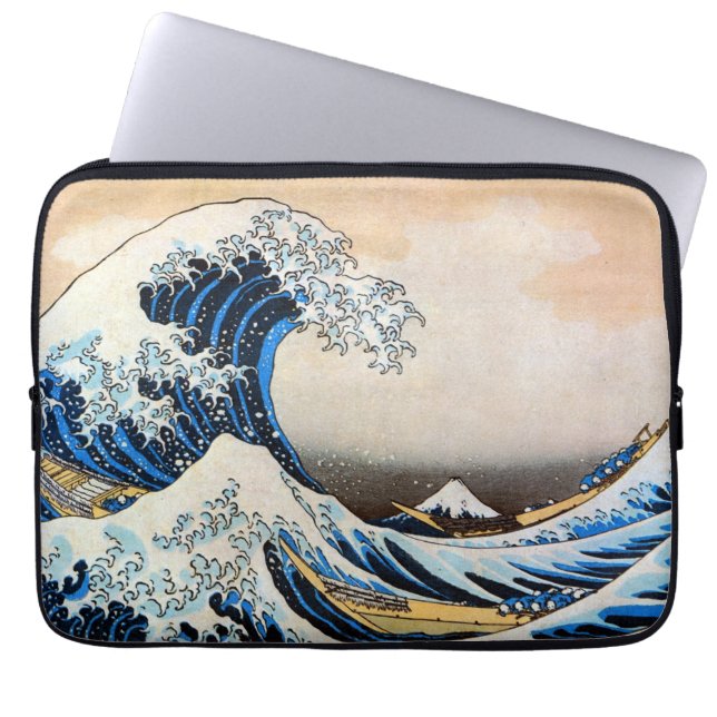 Great Wave, Hokusai, Ukiyo-e Laptop Sleeve (Front)
