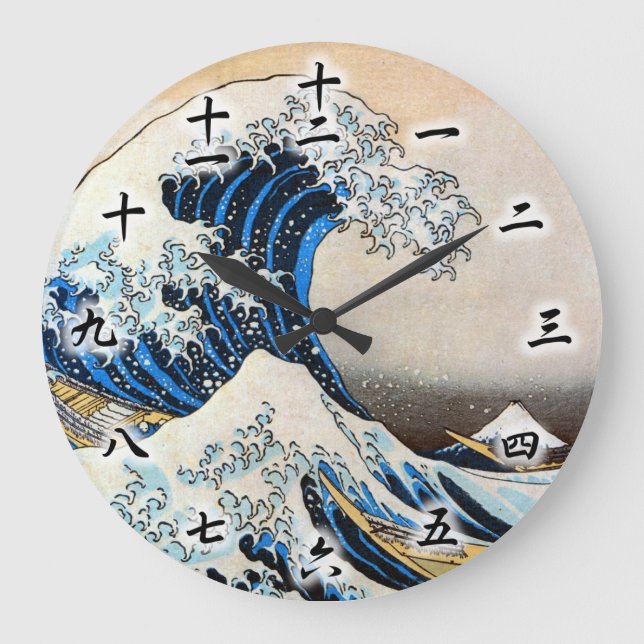 Great Wave, Hokusai, Ukiyo-e Large Clock (Front)