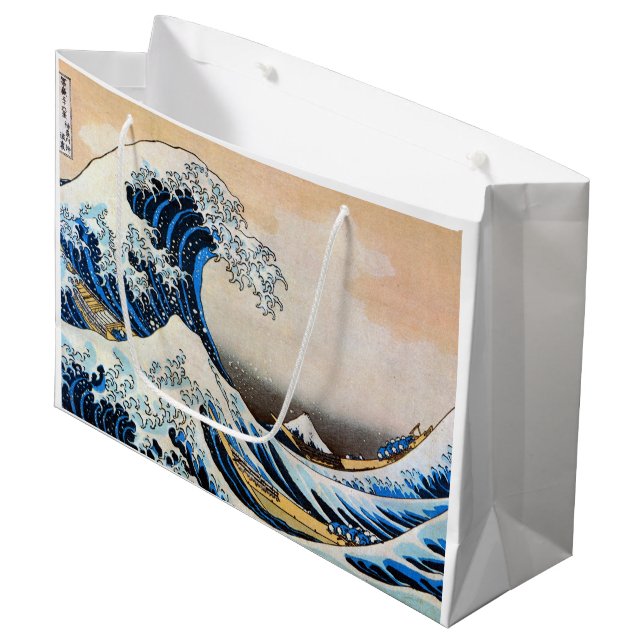 Great Wave, Hokusai, Ukiyo-e Large Gift Bag (Front Angled)