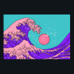 Great Wave in Vaporwave Pop Art style. View on the Poster<br><div class="desc">Great Wave in Vaporwave Pop Art style. View on the ocean's crest leap. Stylized line art illustration of 19th century Japanese print.
wave, vapor, japan, art, great, artwork, synthwave, graphic design, hokusai, background, japanese, storm, beautiful, crest, decor, minimalism, painting, water, asia, big, vintage, illustration, retro, </div>