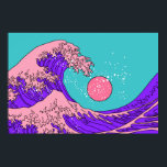 Great Wave in Vaporwave Pop Art style. View on the Poster<br><div class="desc">Great Wave in Vaporwave Pop Art style. View on the ocean's crest leap. Stylized line art illustration of 19th century Japanese print.
wave, vapor, japan, art, great, artwork, synthwave, graphic design, hokusai, background, japanese, storm, beautiful, crest, decor, minimalism, painting, water, asia, big, vintage, illustration, retro, </div>