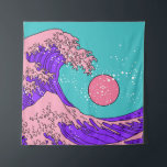 Great Wave in Vaporwave Pop Art style. View on the Tapestry<br><div class="desc">Great Wave in Vaporwave Pop Art style. View on the ocean's crest leap. Stylized line art illustration of 19th century Japanese print.
wave, vapor, japan, art, great, artwork, synthwave, graphic design, hokusai, background, japanese, storm, beautiful, crest, decor, minimalism, painting, water, asia, big, vintage, illustration, retro, </div>
