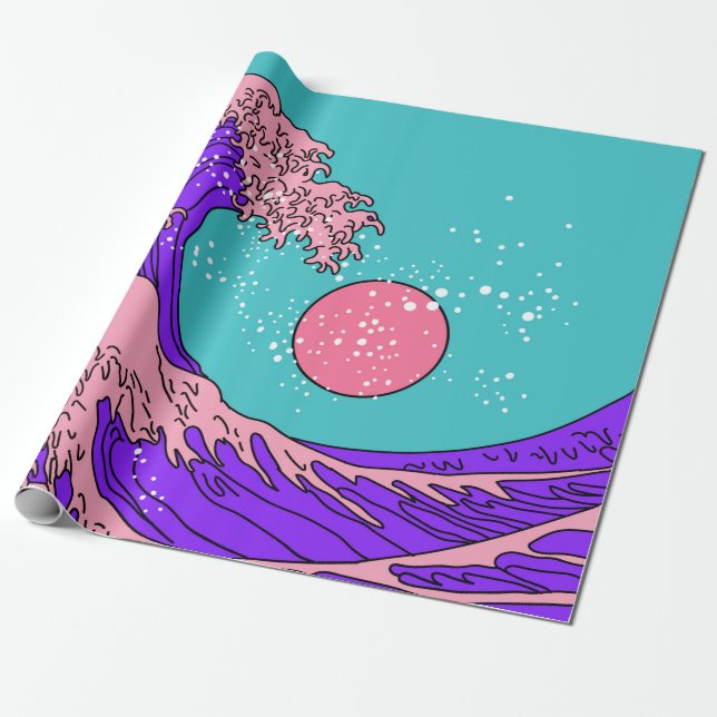 Great Wave in Vaporwave Pop Art style. View on the Wrapping Paper (Unrolled)