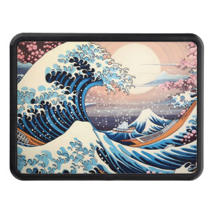 Great Wave inspired pink sakura aesthetic Hitch Cover