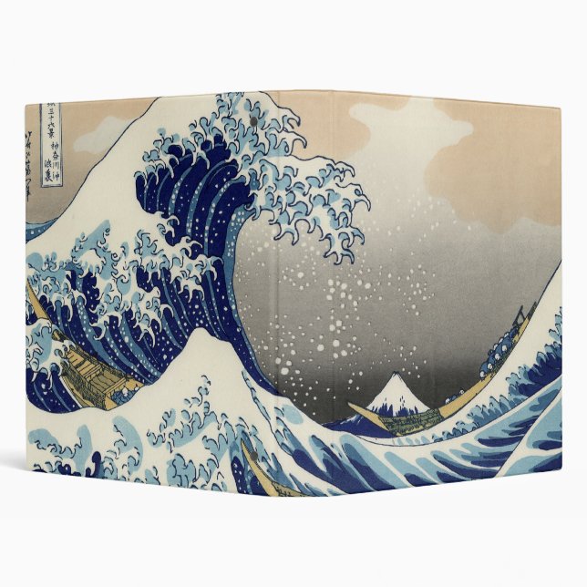 Great Wave Kanagawa Japanese Painting 3 Ring Binder (Background)