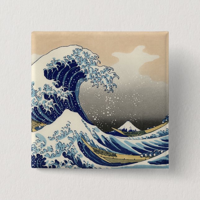 Great Wave Kanagawa Japanese Painting Button (Front)