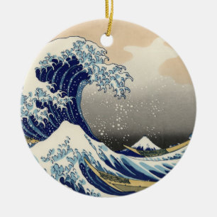 Great Wave Kanagawa Japanese Painting Ceramic Ornament