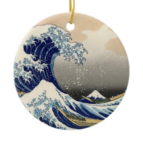 Great Wave Kanagawa Japanese Painting Ceramic Ornament