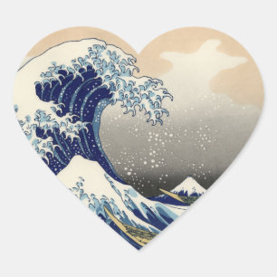 Great Wave Kanagawa Japanese Painting Heart Sticker