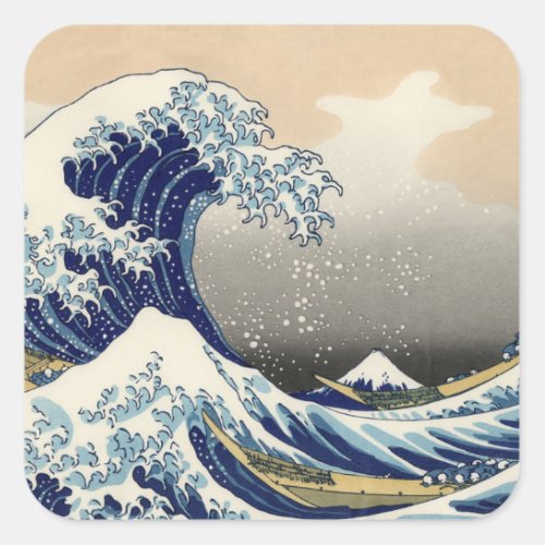 Great Wave Kanagawa Japanese Painting Square Sticker