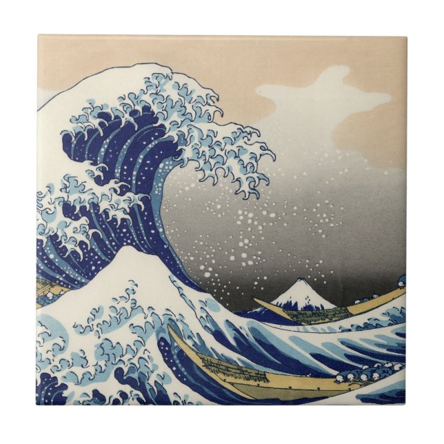 Great Wave Kanagawa Japanese Painting Tile (Front)