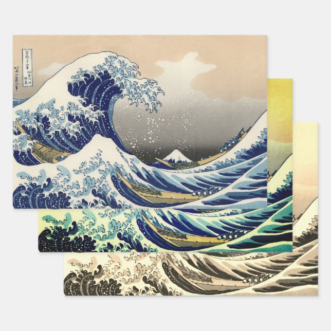 Great Wave Kanagawa Japanese Painting Wrapping Paper Sheets (Set)