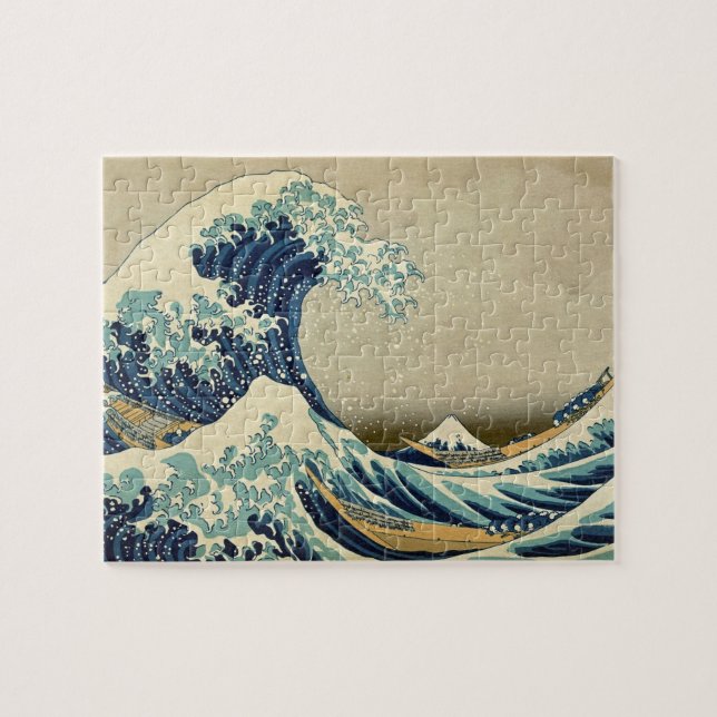 Great Wave Kanagawa Vintage Illustration Japanese Jigsaw Puzzle (Horizontal)