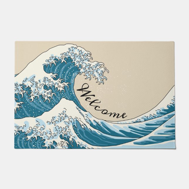 Great wave - light blue doormat (Front)
