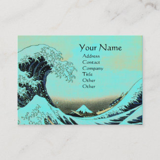 GREAT WAVE MONOGRAM Aqua Blue Green,Teal Business Card
