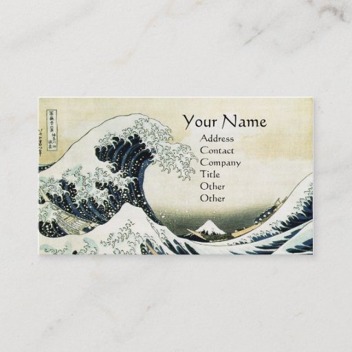 Customizable GREAT WAVE MONOGRAM Blue Business Card