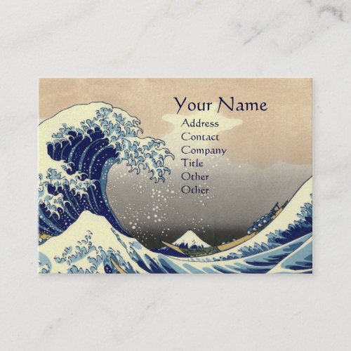 GREAT WAVE MONOGRAM  Pearl Paper Business Card