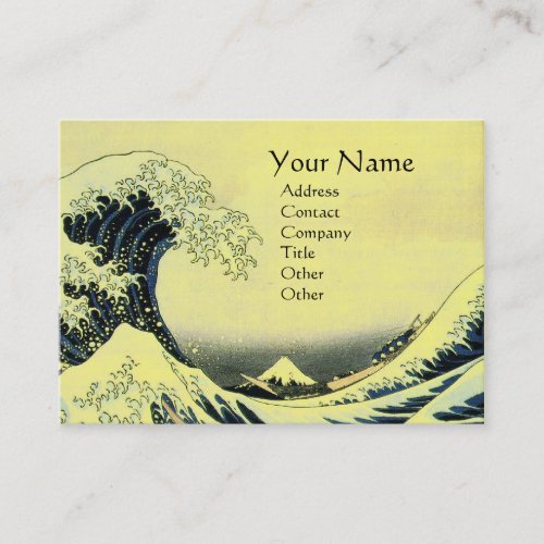 GREAT WAVE MONOGRAM Yellow Business Card