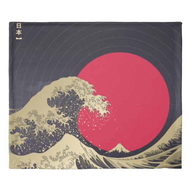 "Great Wave of kanagawa". Hokusai, Japanese wave i Duvet Cover (Front)