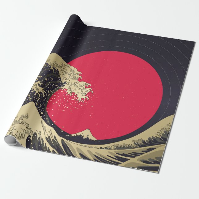 "Great Wave of kanagawa". Hokusai, Japanese wave i Wrapping Paper (Unrolled)
