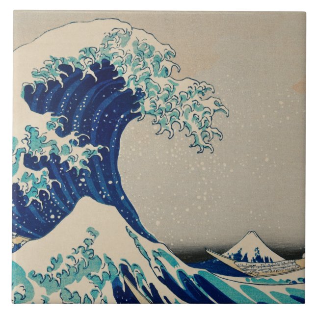 GREAT WAVE OF KANAGAWA Katsushika Hokusai Japanese Ceramic Tile (Front)