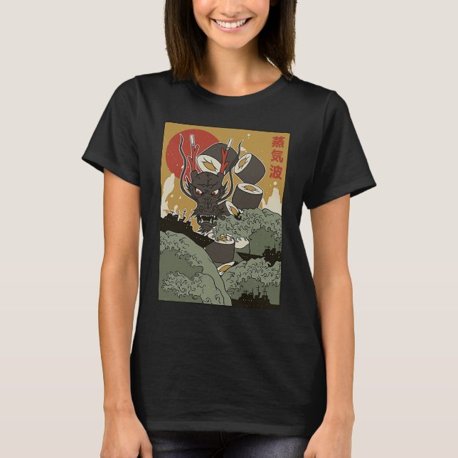 Great wave of kanagawa Sushi Dragon Edo Period T-Shirt (Front)