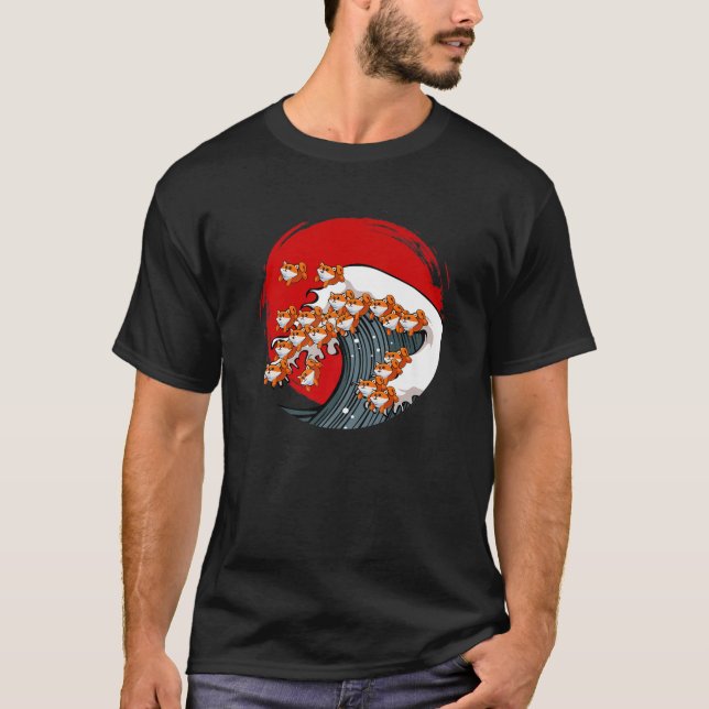 Great Wave Of Shiba Inu Dog Japanese Akita Kanagaw T-Shirt (Front)