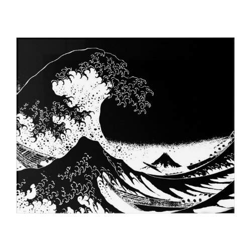 Great Wave off Kanagawa Black and White Acrylic Print