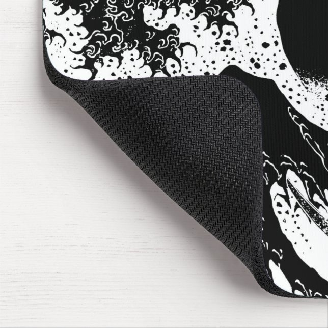 Great Wave off Kanagawa Black and White Mouse pad (Corner)