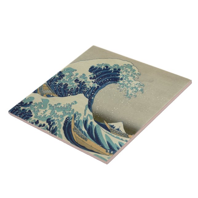 "Great Wave off Kanagawa" by Hokusai ceramic tile (Side)