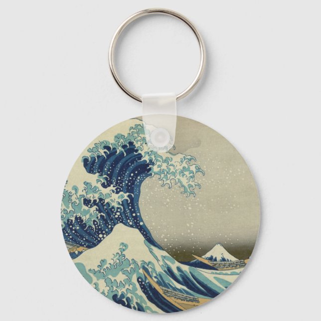 "Great Wave off Kanagawa" by Hokusai Keychain (Front)