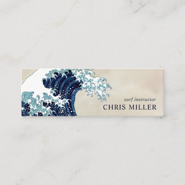 Great Wave off Kanagawa by Hokusai Surfer Mini Business Card (Front)