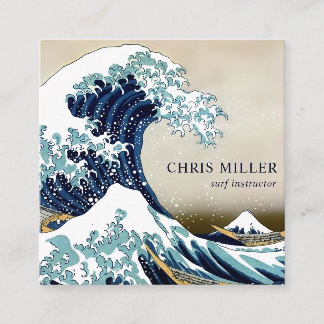 Great Wave off Kanagawa by Hokusai Surfer Square Business Card (Front)