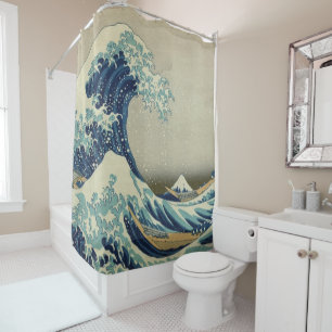 Great Wave off Kanagawa Hokusai famous wave Japan Shower Curtain