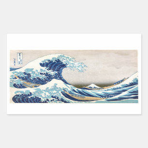Great Wave Off Kanagawa Hokusai Japanese Fine Art Rectangular Sticker