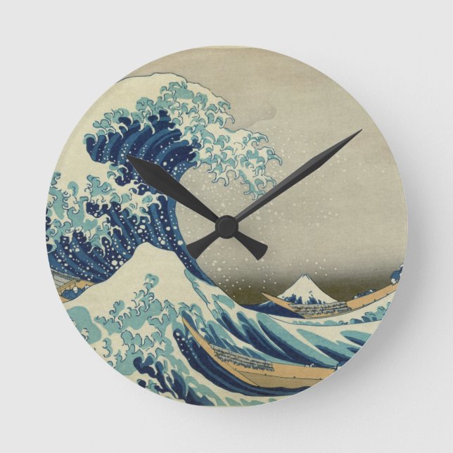 Great Wave off Kanagawa - Hokusai Round Clock (Front)