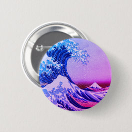 Great Wave off Kanagawa & Japanese Art /Japan Button