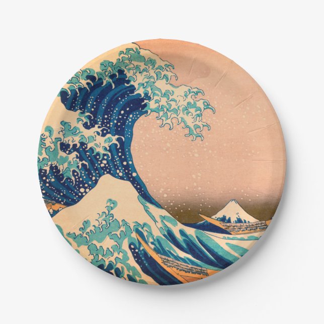 Great Wave off Kanagawa & Japanese Art /Japan Paper Plates (Front)