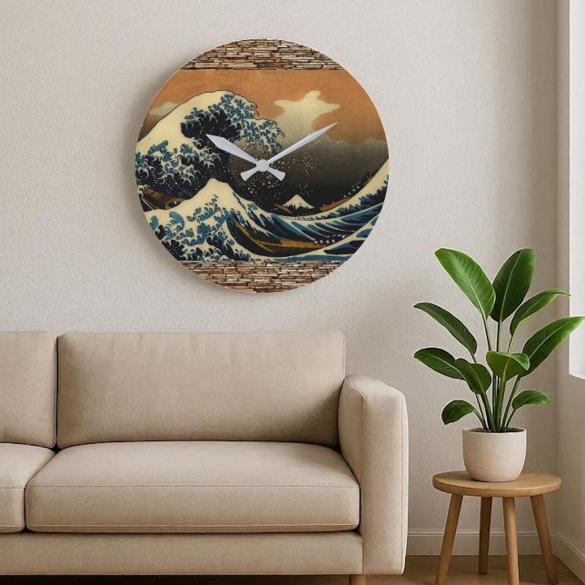 Great Wave Off Kanagawa Japanese Ukiyo-e Art  Large Clock (Great Wave Off Kanagawa Japanese Ukiyo-e Art Large Clock)