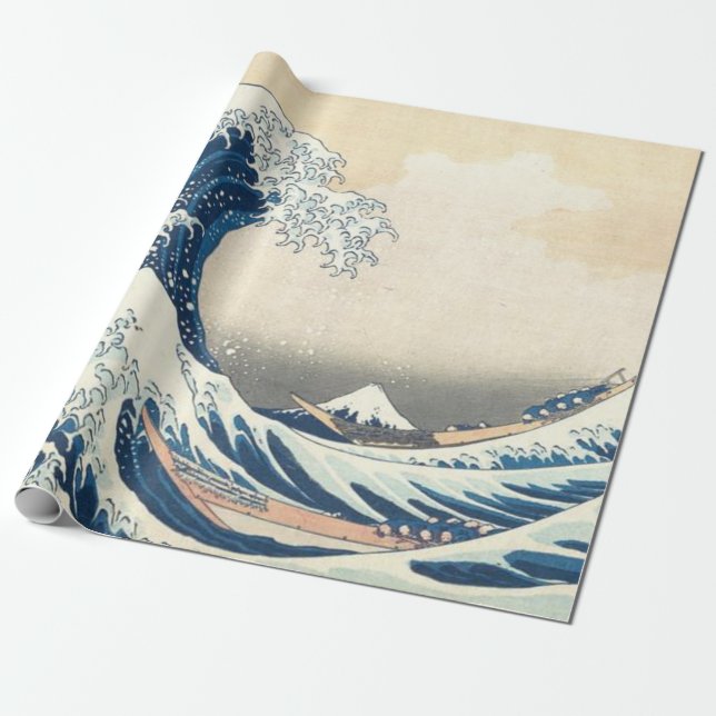 Great Wave off Kanagawa Japanese Ukiyo-e Decoupage Wrapping Paper (Unrolled)