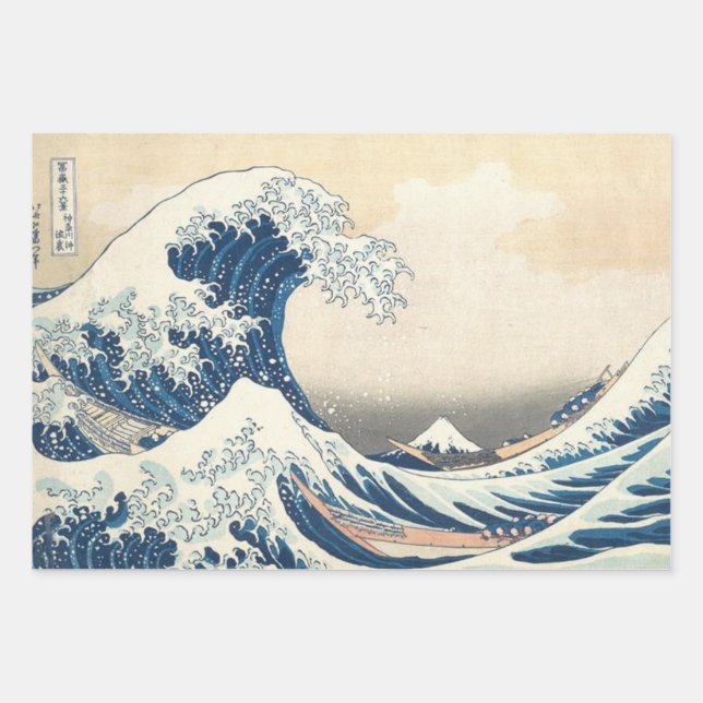 Great Wave off Kanagawa Japanese Ukiyo-e Decoupage Wrapping Paper Sheets (Front)