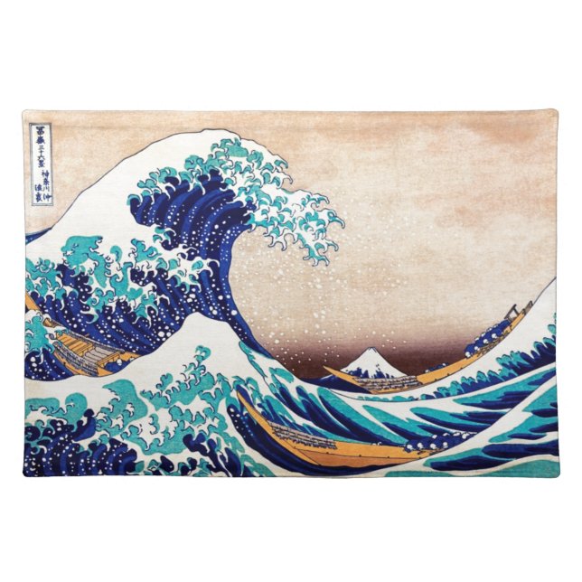 Great Wave Off Kanagawa Japanese Woodblock Print Cloth Placemat (Front)
