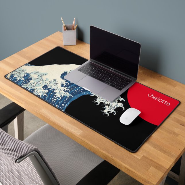 Great Wave Off Kanagawa Modern Twist Personalized Desk Mat (Office 2)