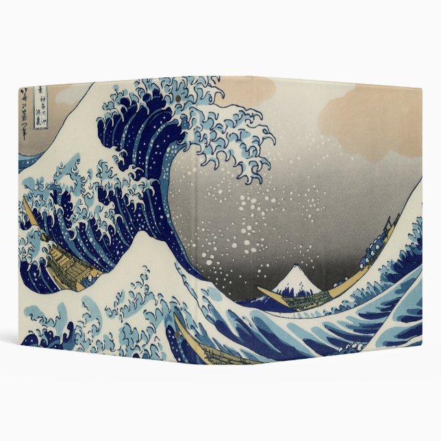 Great Wave off Kanagawa & Mount Fuji Japan Sea 3 Ring Binder (Background)