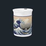 Great Wave off Kanagawa & Mount Fuji Japan Sea Beverage Pitcher<br><div class="desc">"The Great Wave off Kanagawa, " also known as "Under the Wave off Kanagawa, " is a captivating woodblock print by the renowned Japanese artist Katsushika Hokusai. Created around 1831, it's part of a series titled "Thirty-six Views of Mount Fuji." The artwork depicts a scene of immense power and contrasting...</div>