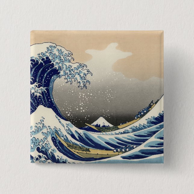 Great Wave off Kanagawa & Mount Fuji Japan Sea Button (Front)