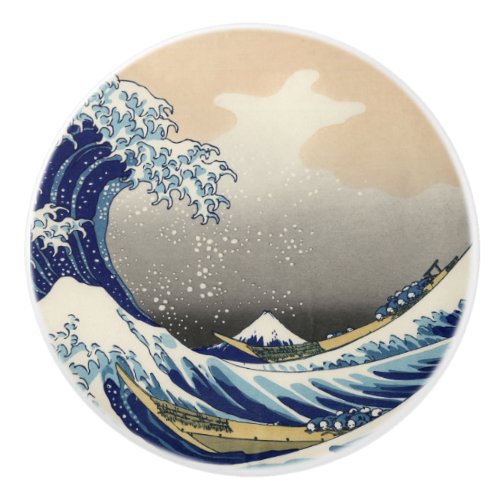 Great Wave off Kanagawa  Mount Fuji Japan Sea Ceramic Knob