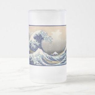 Great Wave off Kanagawa & Mount Fuji Japan Sea Frosted Glass Beer Mug